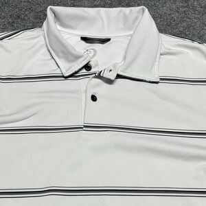 Zero Restriction Polo Shirt Mens M White Striped Tour Series Short Sleeve Golf